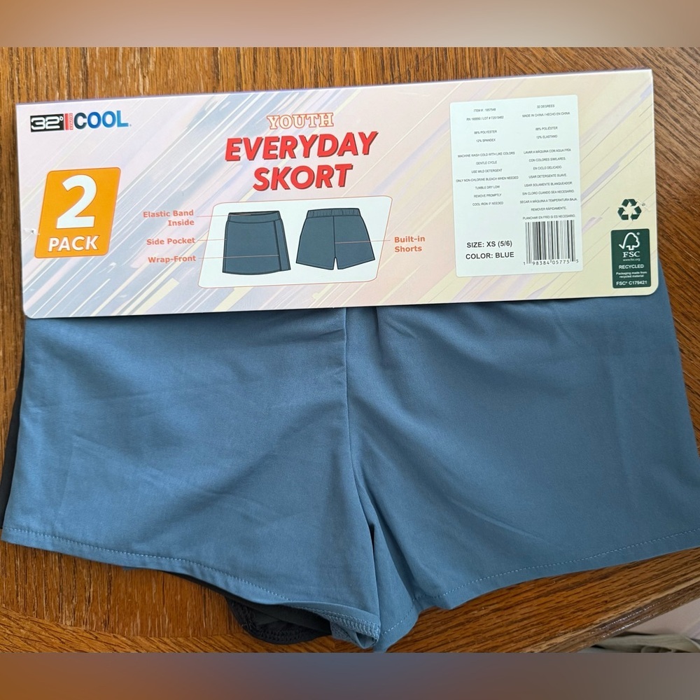 32 Degrees Kids Skorts 2-Pack in Blue and Black - Picture 6 of 6